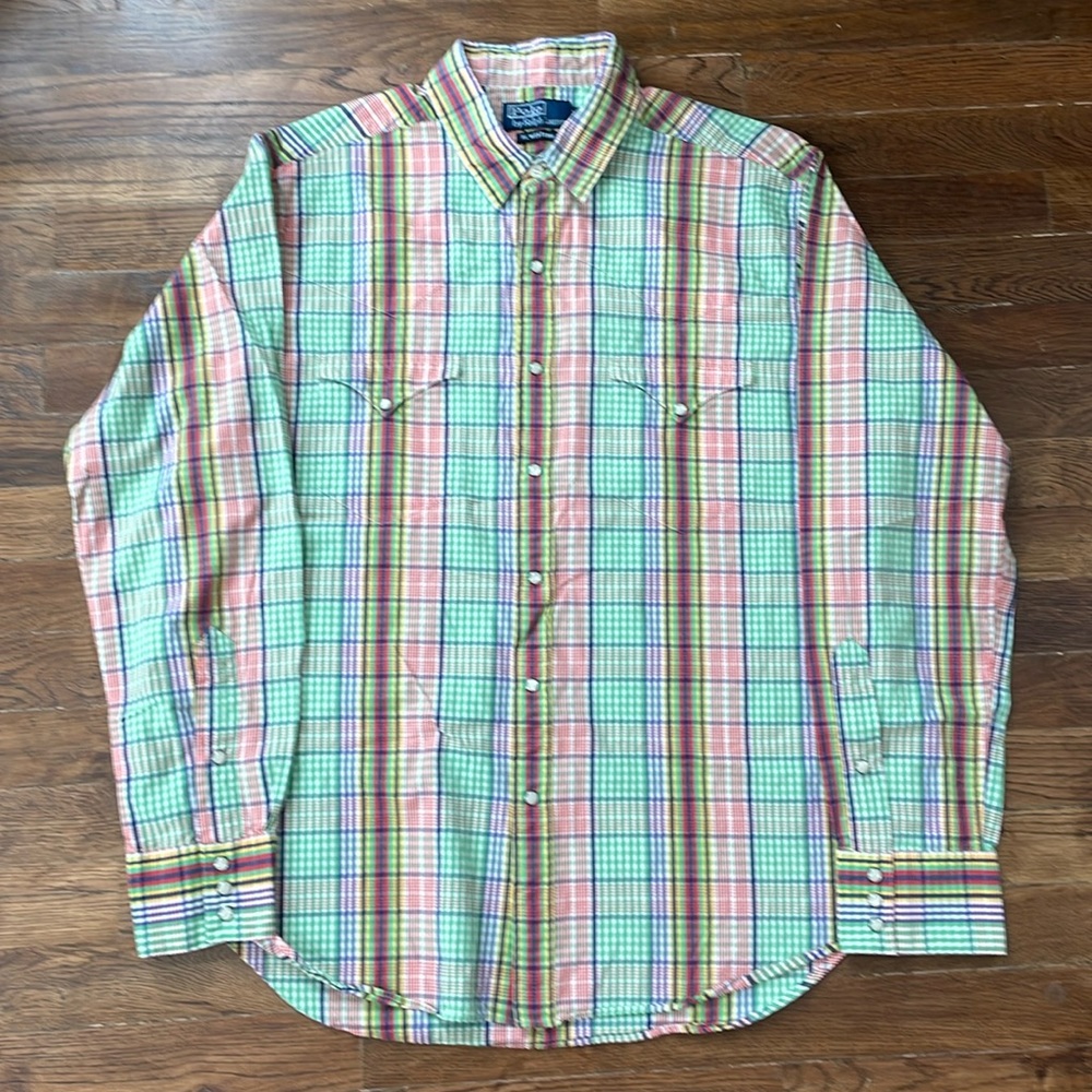 RL Western Wear - Colorful Plaid Polo by Ralph Lauren Men’s Large